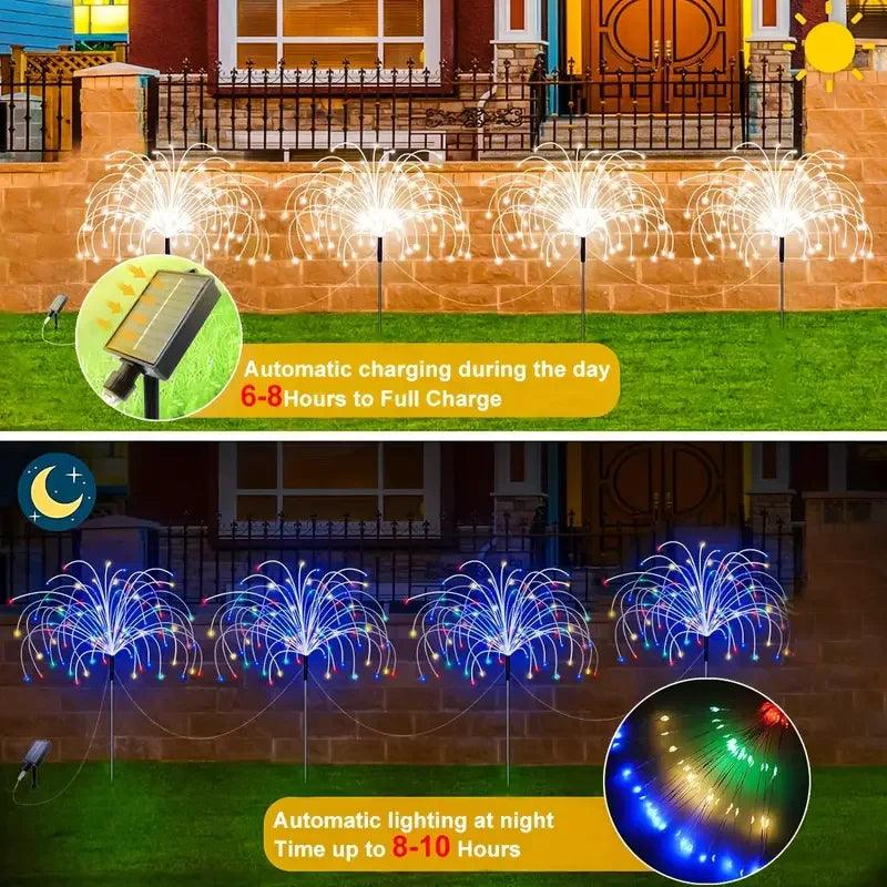 Kit 4 Simuladores de Fogos de Artificio Solares para Jardim